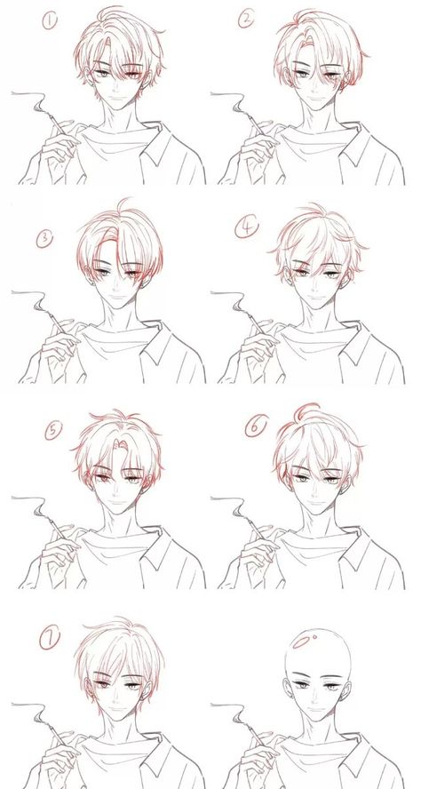 Anime Hair References Male, Demon Familiar, Boy Hair Drawing, Hair Drawing Reference, Lukisan Fesyen, Pelo Anime, الفن الرقمي, Drawing Hair Tutorial, Male Hair