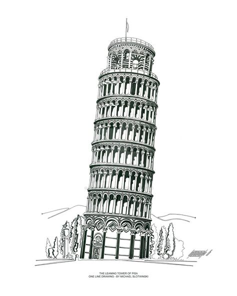 Pisa Tower, The Leaning Tower Of Pisa, Building Sketch, Famous Architecture, Tower Of Pisa, Arte Alien, Building Drawing, Architecture Sketchbook, Architecture Design Sketch