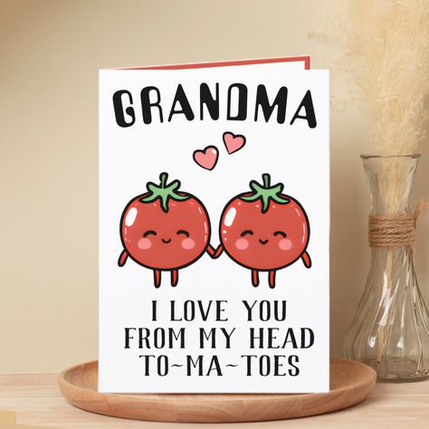 funny birthday cards cute funny tomato pun grandma happy birthday thank you card funny cute farm i love you pun tomato happy birthday grandmother grandma grandparent #sympathycards Grandpa Birthday Card, Happy Birthday Grandpa, Birthday Cards For Mother, Grandma Cards, Grandma Birthday Card, Happy Birthday Cards Diy, Creative Birthday Cards, Birthday Cards For Brother, Cards For Mom