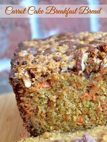 Carrot Cake Breakfast Bread | LemonyThyme.com | #brunch Banting Bread, Hygge Spring, Cake Loaves, Sweet Treats To Make, Carrot Cake Breakfast, Salisbury Steak With Mushroom Gravy, Steak With Mushroom Gravy, Buttermilk Mashed Potatoes, Sugar Carrots