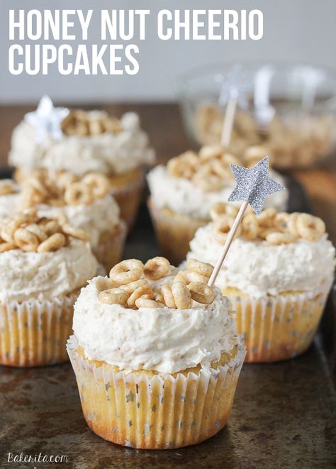 If you like Cheerios, you’ll love these Honey Nut Cheerio Cupcakes! A soft honey cupcake made with cereal infused milk is topped with a Honey Nut Cheerio buttercream to create a treat you’ll love. Pumpkin Cheesecake Gingersnap Crust, Honey Cupcakes, Honey Dessert, Pumpkin Spice Cheesecake, Cereal Dessert, Honey Nut Cheerios, Gingersnap Crust, Mini Torte, Honey Nut