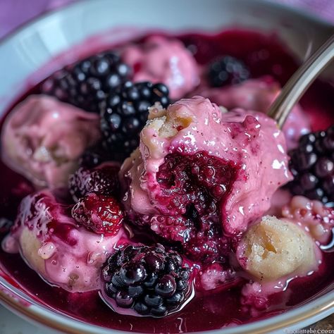 Blackberry Dumplings Blackberry Dumplings, Blackberry Lavender, Cranberry Fluff, Blackberry Dessert, Grandma's Recipes, Blackberry Recipes, Grandmas Recipes, Quick Bread Recipes, Indulgent Desserts