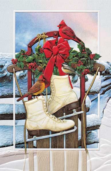 Boxed Christmas Cards - "Some Of My Favorite Things" Sports Paint, Vintage Ice Skating, Sports Games For Kids, Christmas Paintings On Canvas, Christmas Stationery, Sports Wall Art, Ice Skates, Christmas Canvas, Christmas Memory