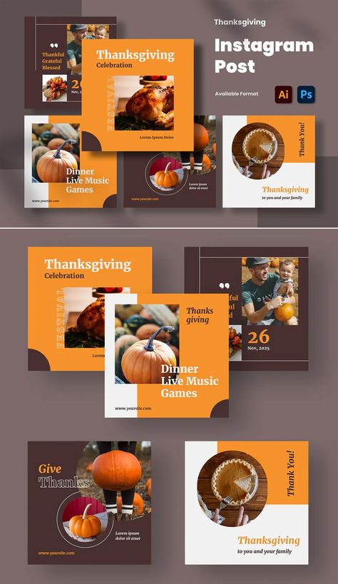 Thanksgiving Instagram Post, Thanksgiving Posts, Thanksgiving Instagram, Instagram Social Media Post, Thanksgiving Post, Thanksgiving Design, More Followers, Work Inspiration, Instagram Post Template