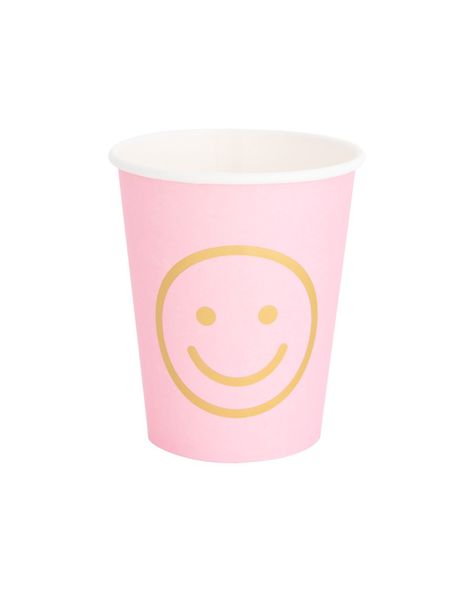 blush smile cups Smiley Face Birthday Party, Smiley Face Birthday, Pink Smiley Face, Pink Smiley, Emoji Party, Oh Happy Day, Pink Cups, Happy Vibes, Paper Cups