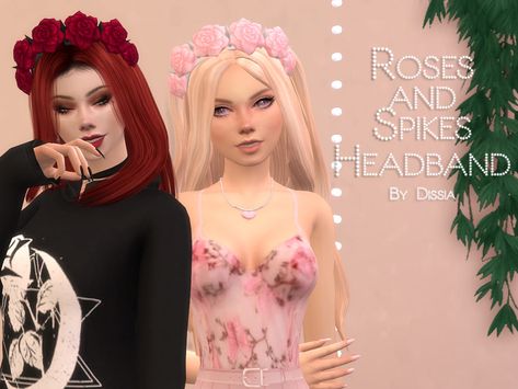 Dissia's Roses and Spikes Headband Sims 4 Cc Goth, Spring Midi Dress, Headband Hat, Rose Hat, Rose Clothing, Rose Headband, Star Headband, Sims 4 Downloads