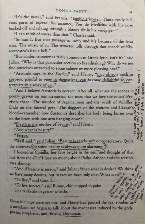 hugo granger-weasley | hp series The Secret History Notes, The Secret History Book Annotations, Annotating The Secret History, The Secret History Annotations, The Secret History Quotes, The Secret History Donna Tartt, Secret History Donna Tartt, Book Annotation Tips, The Secret History Aesthetic