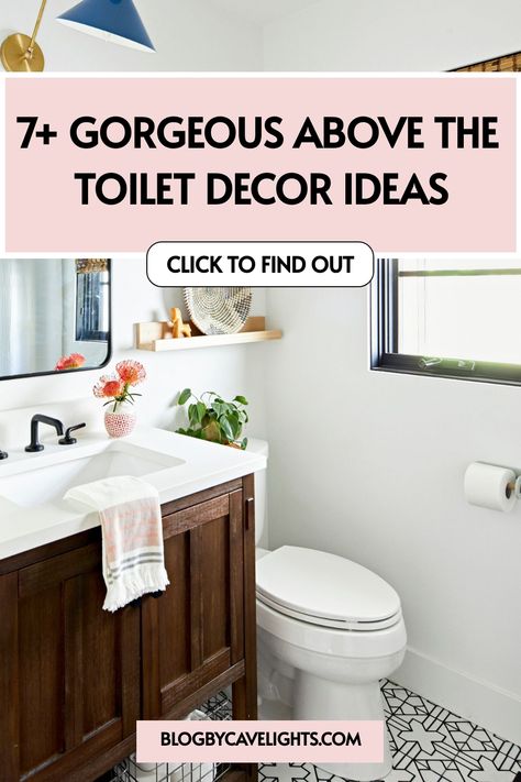 7 above the toilet decor ideas Powder Room Above Toilet Decor, Top Of Toilet Tank Decor Ideas, Window Behind Toilet, Toilet Shelf Decor, Above The Toilet Decor, Over The Toilet Decor, Above Toilet Decor, Toilet Storage Ideas, Toilet Decor Ideas