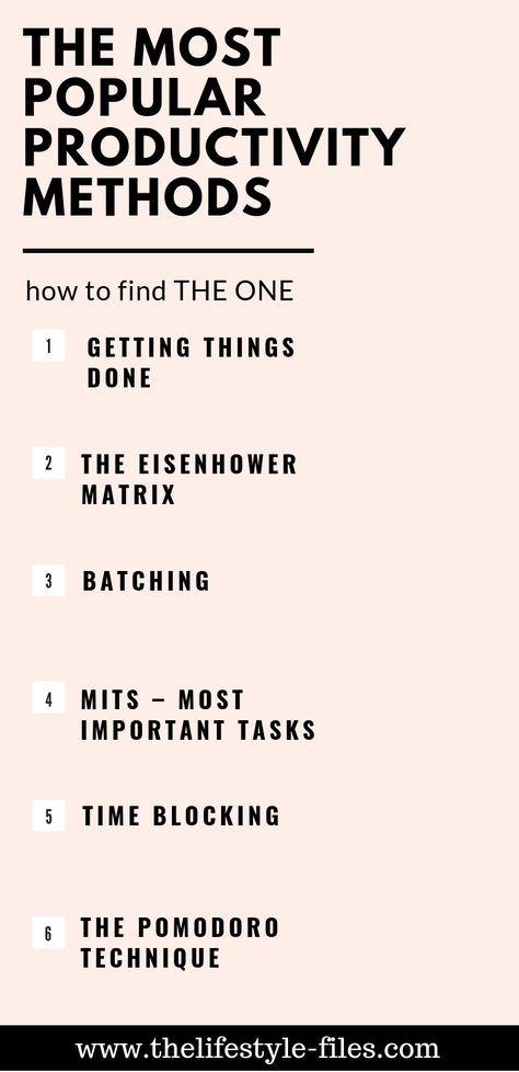 Tips to find your personal productivity style and 6 of the most popular productivity methods tested ///productivity / freelancing / productivity tips /personal growth / self development / batching / business tips / organize your life / productivity methods Productivity Techniques, Planner Perfect Method, Productivity Methods, The Productivity Method, Increasing Productivity, Increase Productivity At Work, Productivity Printables, Productivity Books, Organizing Time Management