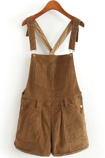 Solid Color Corduroy Pockets Overalls Khaki Overalls, Brown Overalls, Khaki Romper, Brown Romper, Brown Jumpsuit, Khaki Jumpsuit, Corduroy Dungarees, Jumpsuit Short, Brown Jumpsuits