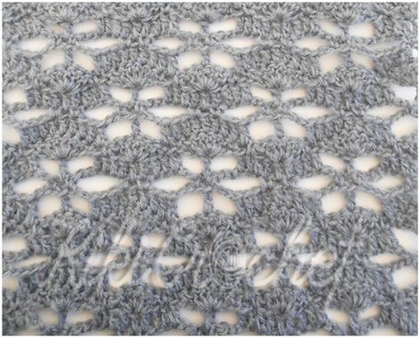 This is beautiful crochet stitch which allows to crochet blankets, scarves for adults and babies, jackets etc. The Pattern is free and includes also a video tutorial in English. Enjoy! DESIGNED by kik Crochet Stitches Ideas, Crochet Blanket For Beginners, Stitch Pics, Flowers Stitch, Shell Crochet, Stitches Pattern, Flower Stitch, Lacy Crochet, Crochet Stitches Free