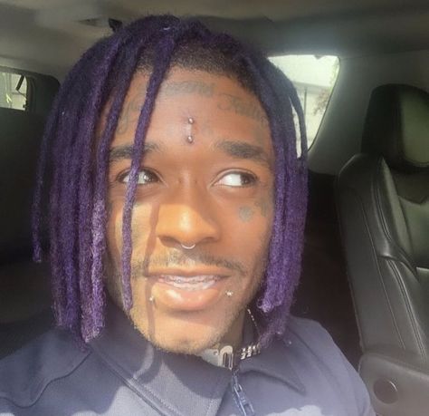 Purple hur dont cur 😈✌🏽 Purple Locs Men, Purple Hair Pfp Cartoon, Lil Uzi Vert Hair, Purple Hair Pfp, Purple Locs, Future And Drake, Purple Dreads, Purple Pfp, Anime Ideas