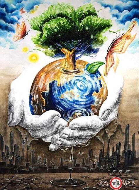 Save Environment Poster Drawing, Earth Art Drawing, Save Earth Drawing, Save Water Poster Drawing, Protect Environment, Earth Day Drawing, Mother Earth Art, Seni Mural, Earth Drawings