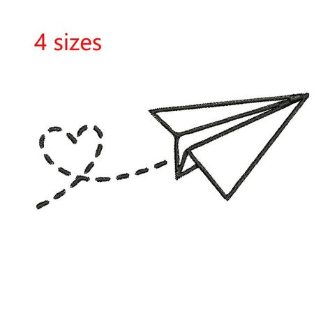 Machine embroidery design. Paper airplane with heart Onesie Blanket, Embroidered Airplane, Airplane Embroidery, Embroidery Paper, Heart Machine Embroidery, Hand Embroidery Dress, Airplane Design, Paper Airplane, Machine Embroidery Projects