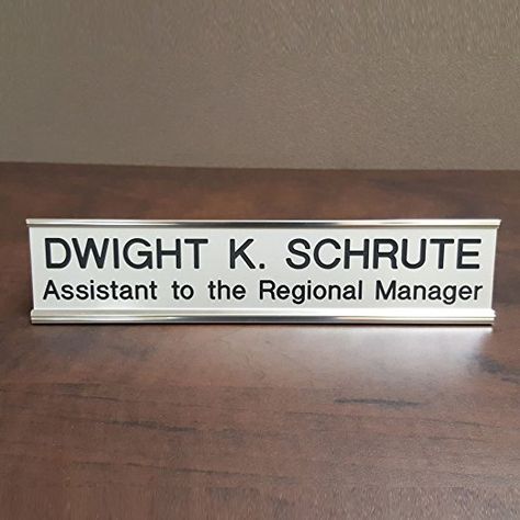 Gag Desk Name Plate - Dwight K. Schrute Plate Dwight K Schrute, 40 Gifts, The Office Show, Office Tv Show, Office Fan, Personalized Name Plates, Office Tv, Engraved Plates, Desk Name Plate