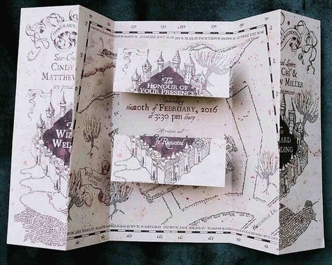 Marauders Map Wedding Invitation, Harry Potter Wedding Invitations, Harry Potter Birthday Invitations, Harry Potter Marauders Map, Hogwarts Acceptance Letter, Harry Potter Wedding Theme, Map Wedding, Marauders Map, Harry Potter Wedding