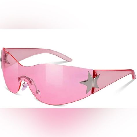  Y2K Pink Sunglasses  Pink Y2k Glasses, Pink Y2k Accessories, Pink Star Sunglasses, 2000s Fashion Accessories, Pink Glasses Aesthetic, Pink Sunglasses Aesthetic, Pink Y2k Sunglasses, Hot Pink Sunglasses, Y2k Shop