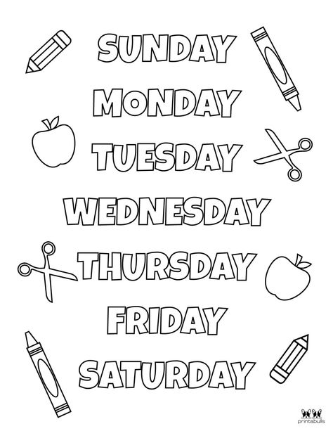 Days of the Week Worksheets & Printables - 50 Free Pages | Printabulls Days Of The Week Printables Free Worksheets, Days Of The Week Activities Preschool Free Printables, English For Preschoolers Activities, Days Of The Week Worksheet For Grade 2, Days Of The Week Activities Worksheets, Preschool Days Of The Week Printables, Days Of The Week Coloring Pages, Days Of The Week Worksheet Preschool, Days Of The Week Activities Preschool