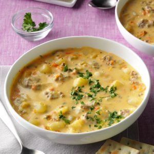 Cheese Burger Soup, Burger Soup, Cheeseburger Soup Recipe, Best Ground Beef Recipes, Cheese Burger Soup Recipes, Cheeseburger Soup, Cheese Burger, Slow Cooker Soup, Taste Of Home