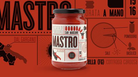 Mastro | The 6th creative studio Tomato Sauce Packaging, Sauce Label Design, Tomato Packaging, Packaging Design Creative, Sauce Brand, Sauce Packaging, Salsa Tomatillo, Americana Design, Jar Packaging