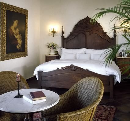 Puerto Vallarta Bed and Breakfast | Hacienda San Angel Spanish Bed Frame, Spanish Style Beds, Boutique Bed And Breakfast, Spanish Hacienda Bedroom, Moody Hacienda, Spanish Colonial Bedroom Ideas, Spanish Headboard, Spanish Bedroom Decor, Spanish Style Bedroom Master Suite