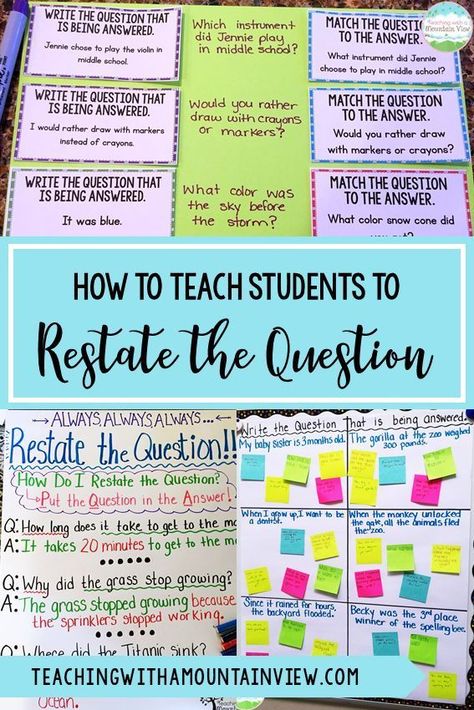 Restating The Question, Restate The Question, 5th Grade Writing, 3rd Grade Writing, 6th Grade Reading, 4th Grade Writing, Middle School Writing, 5th Grade Reading, Middle School Reading