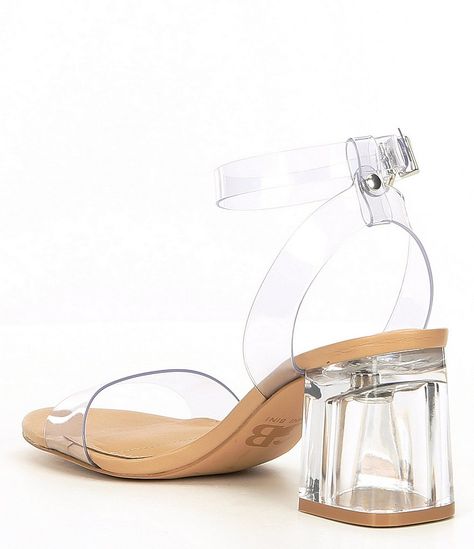 GB New-Skool Vinyl Two-Piece Block Heel Pumps #Vinyl, #Skool, #GB Designer Jeans For Women, Transparent Heels, Clear Shoes, Block Heel Pumps, Plastic Heels, Ankle Strap Block Heel, Short Heels, Clear Heels, Heel Pumps