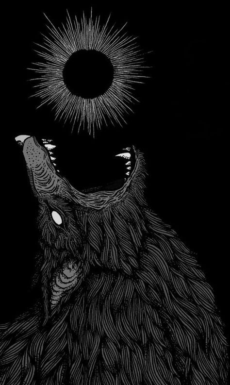 Fenrir Tattoo, Arte Occulta, Art Noir, Dark Artwork, White Drawing, 다크 판타지, Wolf Tattoo, Arte Obscura, 문신 디자인