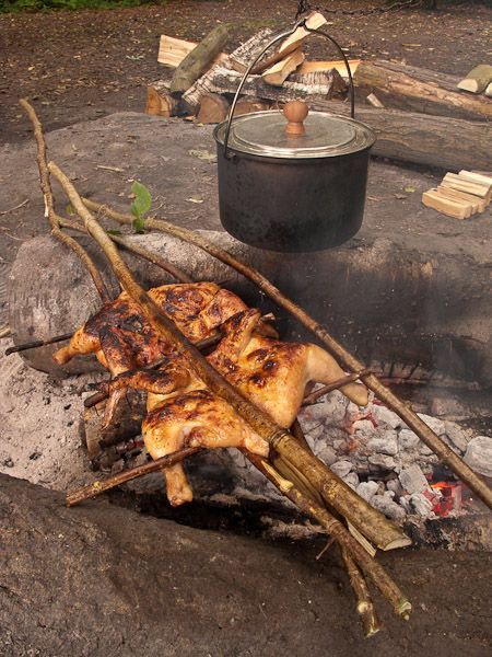 Cooking In Nature, Bushcraft Cooking, Primitive Cooking, Cooking With Fire, Open Fire Cooking, Diy Survival, Fire Food, Campfire Food, Bushcraft Camping