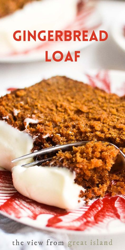 Gingerbread Loaf Cake with Cream Cheese Frosting is a moist coffee shop style gingerbread cake with tons of holiday flavor. Gingerbread Loaf Cake, Gingerbread Loaf, Gingerbread Cake Recipe, Loaf Cake Recipes, Holiday Baking Recipes, Easy Lunch Ideas, Cake With Cream Cheese Frosting, Gingerbread Recipe, Gingerbread Cake