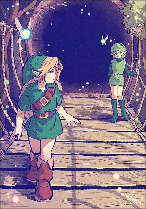 Legend of Zelda Ocarina of Time art > Link and Saria Farewell > Kokiri > Sage of Forest > Fairy > oot | bbo_loz Ocarina Of Time Art, Zelda Artwork, Zelda Ocarina Of Time, Legend Of Zelda Memes, Zelda Funny, Link Zelda, Wind Waker, Nintendo Art, Zelda Art