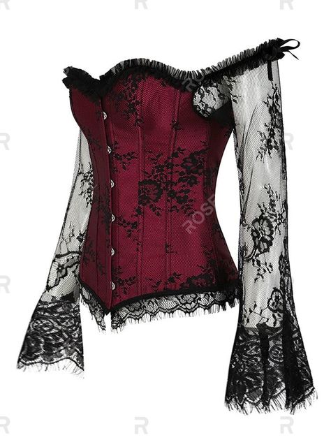 Plus Size Bell Lace Sleeves Ruffles Overbust Corset , #Affiliate, #Lace, #Bell, #Size, #Sleeves, #Corset #affiliate Medieval Corset, Purple Corset, White Corset Top, Green Corset, Red Corset, Gothic Corset, Overbust Corset, Lace Bustier, Flowing Dresses