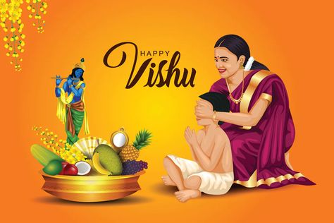 Happy Vishu 2024 wishes Vishu Wishes, Vishu Images, Vishu Greetings, Date Images, Vishu Kani, About Kerala, Happy Vishu, Festival Names, Easy Homemade Christmas Gifts