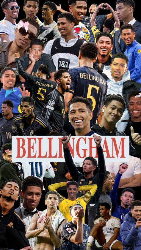 Football Wallpaper Bellingham, Jude Bellingham Collage, Jude Bellingham Wallpaper Lockscreen, Bellingham Wallpaper 8k, Collages Wallpaper, Football Aesthetics, Bellingham Wallpaper, Football Wallpaper Iphone, Attractive Black Men