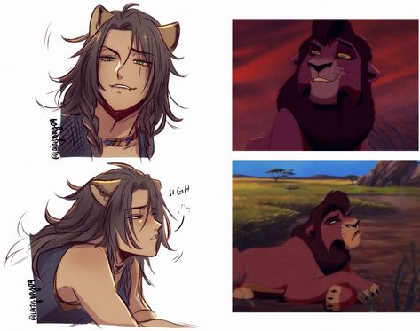 Disney Characters As Humans, Scar Lion King, Cartoon Characters As Humans, Hiro Big Hero 6, Disney Character Art, Il Re Leone, Lion King Art, Disney Villains Art, Anime Wall Art