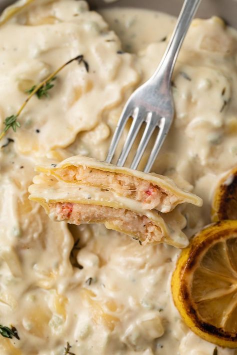 Lobster Base Sauce, Lobster Ravioli With Alfredo Sauce, Lobster Ravioli Bake, Creamy Lobster Sauce, Crab Ravioli Sauce Recipes, Crab And Lobster Ravioli, Lobster Ravioli Cream Sauce, Lobster Ravioli Sauce Recipe Cream, Shrimp And Crab Ravioli Sauce Recipes