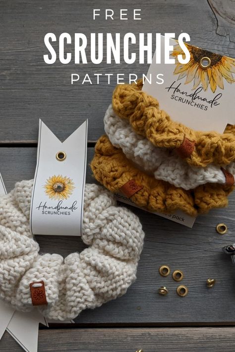 Crochet Patterns Scrunchies, Crochet Schruncies, Self Care Crochet, Cute Crochet Scrunchies, Scrunchie Crochet Free Pattern, Free Crochet Scrunchie Patterns, How To Crochet Scrunchies, Scrunchies Crochet Free Pattern, Scrunchies Diy Crochet