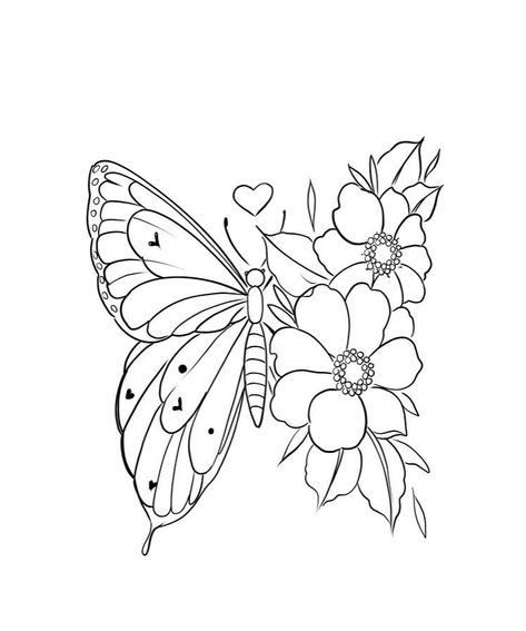 Half Flower Half Butterfly, Mariposas Tattoo, Drawings To Trace, Diy Tote Bag Design, Butterfly Line Art, Basic Tattoos, Butterfly Template, Flower Drawing Design, Butterfly Drawing