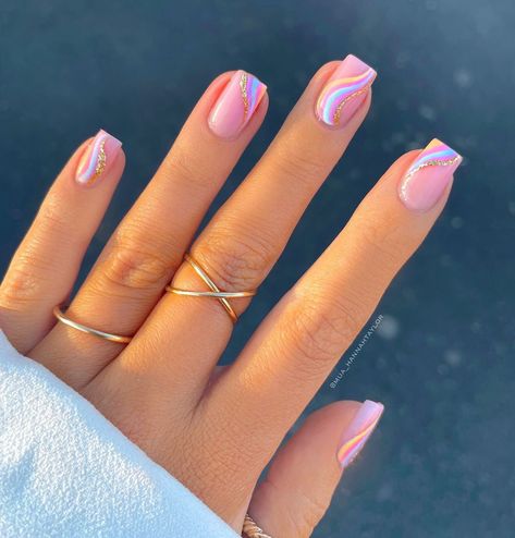 Unghie Sfumate, Simple Spring Nails, Unghie Nail Art, Simple Gel Nails, Work Nails, Short Square Acrylic Nails, Cute Gel Nails, Short Acrylic Nails Designs, Pastel Nails