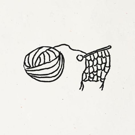 Knitting Illustration Drawing, Crochet Illustration Art, Crochet Drawing Illustration, Crochet Graphic Design, Yarn Doodle, Crochet Doodle, Scarf Doodle, Knitting Doodles, Scarf Tattoo