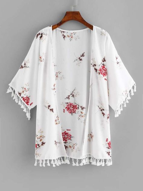 Más de 500 Novedades Diarias✓Autodevoluciones✓Envío gratis a partir de 29€✓Pulsa para ver los detalles de Kimono floral ribete con fleco . Compra tus favoritos y entérate de toda la infromación. Bandeau Outfit, Moda Kimono, Fringe Fabric, Kimono Floral, Plus Size Kimono, Mode Kimono, Floral Print Kimono, Sheer Kimono, Chiffon Kimono