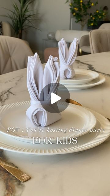 MΛSON HOME on Instagram: "Hop into the fun with our bunny napkin folding hack! Transform your table into a bunny haven with this adorable twist perfect for a kid’s party! Easy to create and guaranteed to impress. Save it for later. 
#HomeDecor #MasonHomeByAmarsons

Shop now. Link in bio
.
.
.
.
.
.
.
.
.
#foldinghacks #foldingtips #napkinfolding #napkinart #foldinghack" Bunny Napkins, Kids' Party, Napkin Folding, A Bunny, Link In Bio, Napkins, Shop Now, Twist, Instagram