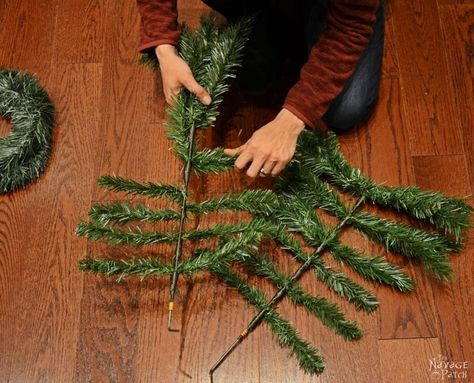 Wondering what to do with our old 9.5 foot Christmas tree, here was the perfect answer!  Thank you, Handan & Greg! Old Christmas Tree Repurpose, 4 Foot Christmas Tree Ideas, Fake Xmas Tree, Outdoor Christmas Garland, Faux Christmas Tree, Outdoor Garland, Fake Christmas Trees, Faux Christmas Trees, Faux Christmas