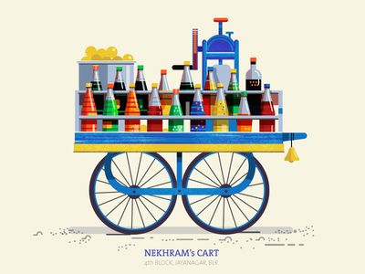 Nekhram's colourful, quint essential ice gola cart - shaved ice on a stick flavoured with edible colors. As kids we eagerly awaited the arrival of golawala. Rafael Urdaneta, Gerobak Dorong, Indian Illustration, Stock Design, Cocktail Book, Wall Drawing, Truck Art, Pop Art Wallpaper, Indian Folk Art