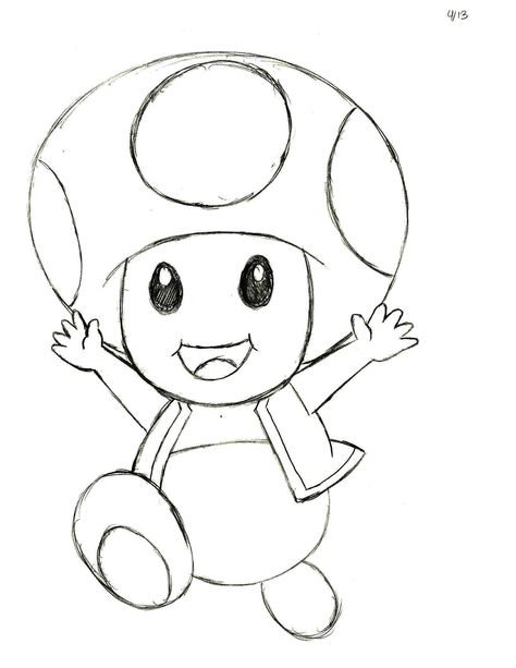 My sketch of Toad from the Nintendo Mario video games :) Toad Sketch Mario, Easy Drawings Of Cartoon Characters, Mario Kart Characters Drawing, Toad From Mario Drawing, Simple Cartoon Sketches, Game Character Sketch, Disney Cartoon Sketches, Mario Drawing Easy Step By Step, Video Game Characters Drawings