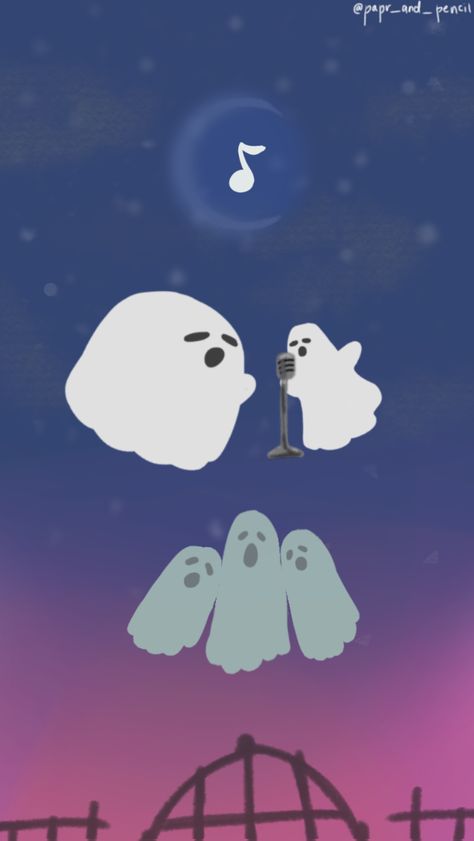 Singing Ghosts, Ghost Singing, Ghost Duet, Ghost Wallpaper, Happy Ghost, Notion Ideas, Eggo Waffles, Red Ghost, Ghost Cute