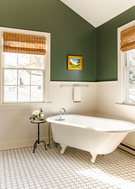 Master Bath With Clawfoot Tub, Clawfoot Tub Bathroom Farmhouse Style, Black Clawfoot Tub, Clawfoot Tub Bathroom, Modern Shower Head, Moody Bathroom, Modern Master Bath, Big Windows, Clawfoot Tub