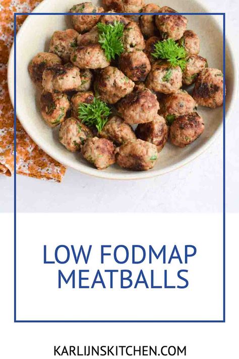 Low Fodmap Turkey Meatballs, Low Fodmap Ground Turkey Recipes, Low Fodmap Meatballs, Fodmap Meatballs, Meat Ravioli Recipe, Egg Free Meatballs, Ibs Friendly Food, Fodmap Recipes Dinner, Low Fodmap Recipes Dinner