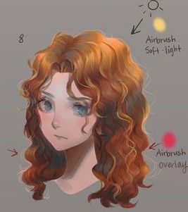 How to Paint Curly Hair - Digital Painting Tutorial - Digital Painting Tutorials and Materials Paint Curly Hair, Art Of Animation Disney World, Digital Painting Tutorial, Hair Digital, Digital Art Software, Drawing Hair Tutorial, Curly Hair Drawing, Hair Sketch, How To Shade