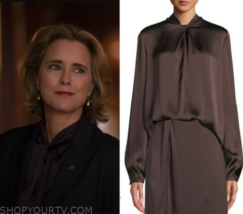 Madam Secretary Fashion, Clothes, Style and Wardrobe worn on TV Shows | Page 2 of 3 | Shop Your TV Madam Secretary Outfits, Madam Secretary Tv Series, Secretary Fashion, Tie Cuff Blouse, Elizabeth Brown, Secretary Outfits, Madam Secretary, Worn On Tv, Where To Buy Clothes